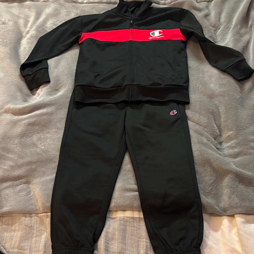 Champion Black Tracksuit with Red Accent